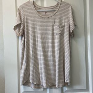 Kindred Bravely Oatmeal and white stripe nursing top size medium
